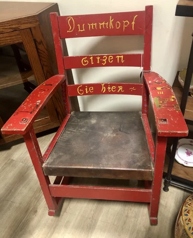 L&J.G. Stickley Arts & Crafts Rocking Chair, Hand Painted Folk Art Timeout Chair Cover