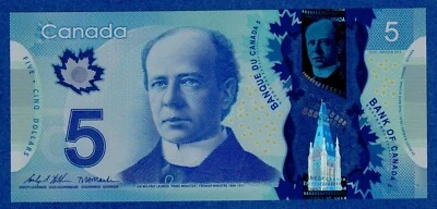 Canada $5 (2013) P106d " Wilkins & Macklem "- UNC  Polymer Note - INE3785297 - Image 1 of 2