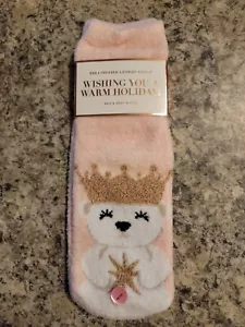 NEW Bath and Body Works Shea- Infused Lounge Socks Wishing You A Warm Holiday - Picture 1 of 1