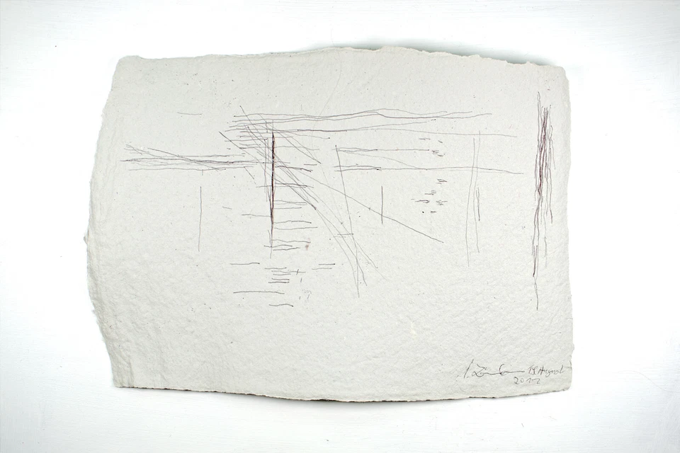 Ink Drawing "Sisyphus" handmade paper sig. Prof.em Andreas Loeschner-Gornau a19 - Image 1 of 1