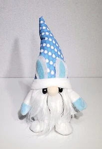 HUG Feel The Love White Beard Bunny Ears Blue Cute Gnome Easter Plush Toy 9" NWT - Picture 1 of 8
