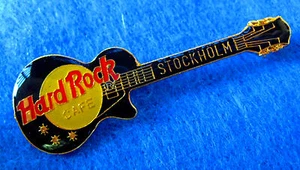 STOCKHOLM BLACK CLEAR ENAMEL GRID 3LC GIBSON LES PAUL GUITAR Hard Rock Cafe PIN - Picture 1 of 1
