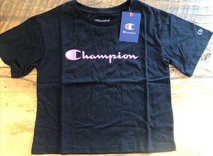 NWT Champion Girl's Script Logo Boxy T-Shirt Black Pink NWT - Picture 1 of 4