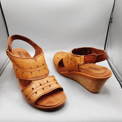 Sandalias Cobb Hill Janna para mujer 9M marrón tostado perforadas con tira trasera Foto 1 de 4