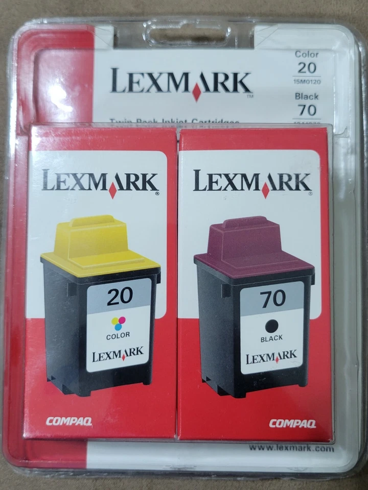 New Lexmark 20 Color / 70 Black Twin Pack Inkjet Cartridges. Compaq - Image 1 of 1