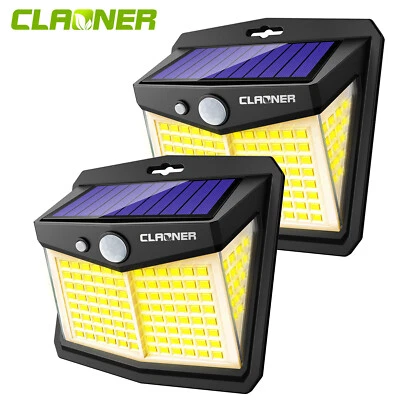 2 Stk 128 LED Außen Solarleuchte mit Bewegungsmelder Solarlampe Warmweiß Fluter - Bild 1 von 4