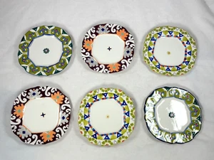 Anthropologie Riika Set of 6 Deco Inspired Canapé Plates 6 1/4" - Picture 1 of 5