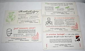 Lote de 5 Blotter de tinta publicitaria Floyde H Eldredge Ins Hastings, Nebraska años 40 - Imagen 1 de 7
