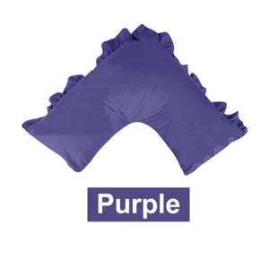 Ruffled U Shape Tri Boomerang Pillowcase 280TC Poly Cotton Bed Decor- Purple - Picture 1 of 5