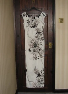 Karen Millen Oriental White Floral Evening Maxi Dress 10/12 see measurements - Picture 1 of 4