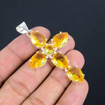 Lemon Topaz Gemstone Handmade 925 Sterling Silver Jewelry Pendant For Gift - Image 1 of 4