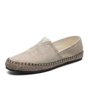 Men's Flat Canvas Shoes High quality Espadrilles Footwear Hemp Lazy Flats For... - Picture 1 of 27