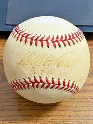 JOHN WETTELAND SIGNED AUTOGRAPHED OAL BASEBALL! Yankees, Rangers, Dodgers! - Image 1 of 2