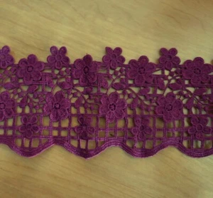 3 yardas 4" de ancho vintage mezcla de algodón ganchillo flor encaje adornos puce m0234 - Imagen 1 de 2