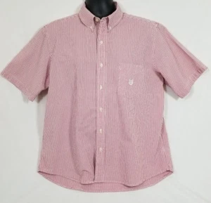 Camisa de manga corta Chaps para hombre a rayas rojas y blancas con botones delanteros talla grande - Imagen 1 de 4