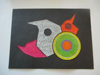 MYSTERY VINTAGE CONTEMPORARY SPACE ATOMIC MODERNIST DRAWING ALIEN CUBIST RETRO - Image 1 of 4