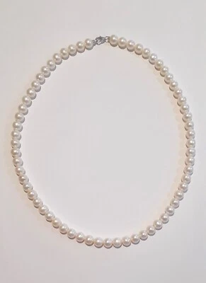 Collana Donna MIKIKO MFC450O4FCBI070 In Perle 7-7,5 mm Con Chiusura Oro Bianco - Immagine 1 di 3