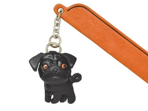 Pug Black Leather dog Charm Bookmarker *VANCA* Made in Japan #61752 - Picture 1 of 10