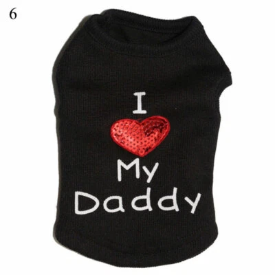 Dog Pet Clothes Summer I Love My Mommy Vest Sleeveless Puppy T-Shirts Apparel @ - Image 1 of 4