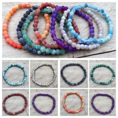 Damen Perlen Armband Perlenarmband elastisch Achat frosted matt 5mm Farbwahl NEU - Bild 1 von 4