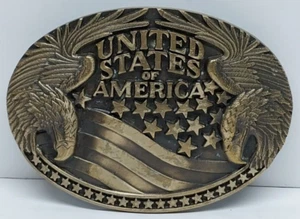 Medallas de diseño de premio vintage hebilla de cinturón de latón Estados Unidos de América águila - Imagen 1 de 5