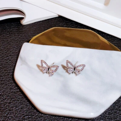 Ohrstecker Schmetterling Platiniert Damen Mädchen Ohrringe - Bild 1 von 2