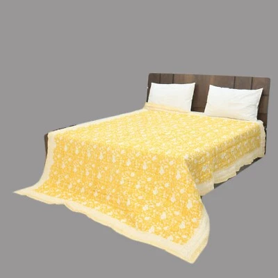 Manta acolchada reversible Jaipuri Razai con estampado de bloques a mano indio de relleno de algodón Ar Foto 1 de 4