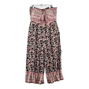 White Birch Jumpsuit Strapless Floral Paisley Wide Leg Boho Womens size 2X - Picture 1 of 12