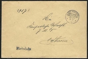 GERMANY 1916 Marine Schiffpost #15 (SMS WESTFALEN) Cover to Wilhelmshavn - Picture 1 of 2