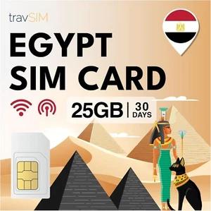 travSIM SIM Egitto 25GB Dati Mobili 30 Giorni Hotspot Incluso - Zdjęcie 1 z 5
