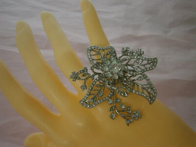 Anel acessório de casamento Marchesa 6 1/2 cristais de metal tom prata NOVO - Imagem 1 de 4