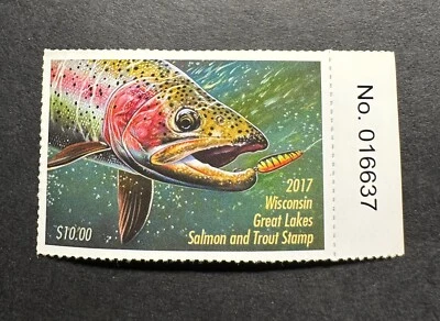 2017 WISCONSIN - State Salmon & Trout Great Lakes Fishing Stamp - MNH - Image 1 of 2