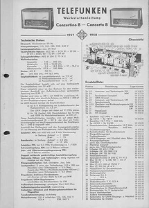 Telefunken Service Manual für Concertino-Concerto 8  Copy - Picture 1 of 1