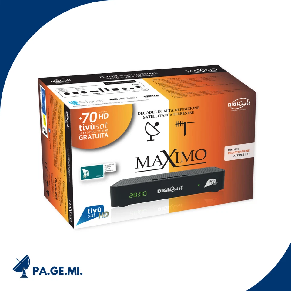Decoder Tivusat Digiquest Combo HD Maximo Terrestre Satellite Registrazione