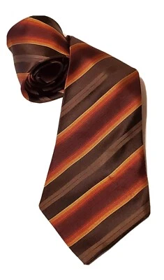 Corbata de vestir clásica a rayas negras/naranja Alfani para hombre 100 % seda L 60" W 5" Foto 1 de 4