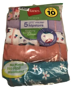 Hanes Premium Girls 10 Pack Stretchy Comfy Cotton Briefs - Size 10 - Picture 1 of 4