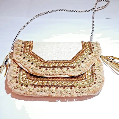 Bohemian Crossbody Bag Women's Vintage Leather Purse Fringe Coin Envelope - Image 1 of 4