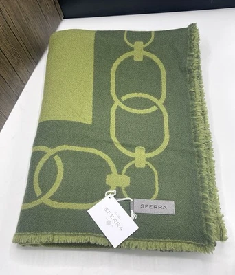 Manta SFERRA Eterna verde sauce cadena doble cara lana merino nueva con etiquetas $395 Foto 1 de 4