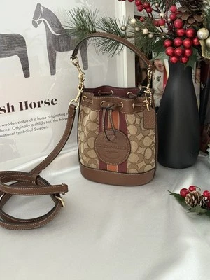 Coach Mini Dempsey Bucket Bag In Signature Jacquard With Stripe  C8322 NWT - Image 1 of 4