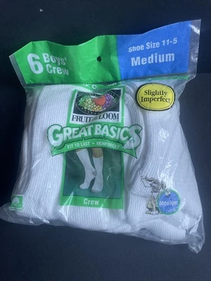 Винтажные носки 1997 Fruit of the Loom Great Basics очень толстые короткие для мальчиков 6 пар - Изображение 1 из 3