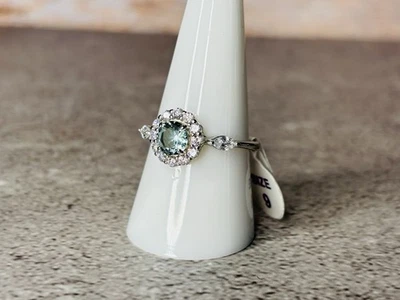 Nuevo con etiquetas RBP Topacio azul claro pálido y blanco en plata de ley .925 banda talla 9 Foto 1 de 2