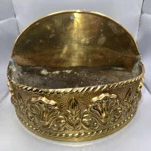 Vintage Ornate Rare handmade Brass Pocket Wall Planter - Picture 1 of 8