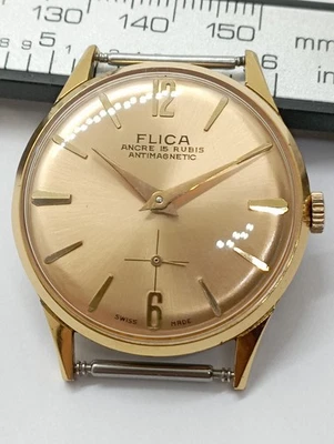 Vintage Beautiful FLICA Gold Plated Cal. VENUS 180 from 1945-55 Working Watch  - Image 1 of 4