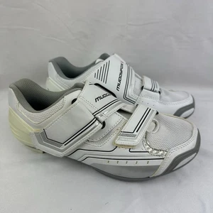 Muddyfox RBS 100 Womens Cycling Shoes Trainer White Black Purple Strap EU38 UK 5 - Picture 1 of 11