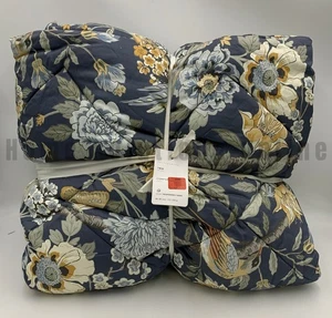 Pottery Barn Floral Vogelblüte Baumwollsatin Bettdecke blau Twin / XL #1335 - Bild 1 von 3