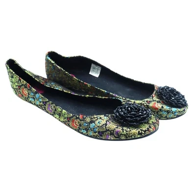 Sapatilhas femininas K9 Rocket Dog floral brocado balé slip-on redondas frisadas ouro 9 - Imagem 1 de 4