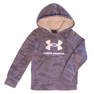 Under Armour Girls Size SMALL Purple Camo Sherpa Lined Pocket Hoodie - Picture 1 of 7