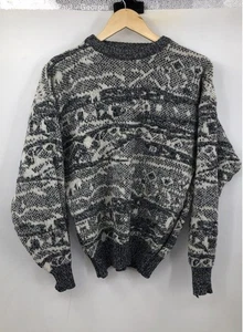 Method Gray & White Fair Isle Pullover Sweater Wool Blend Men's M Native - Picture 1 of 9