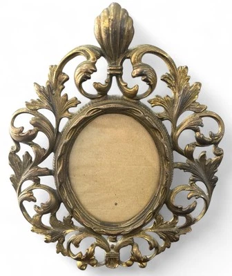 Antique Victorian Era Solid Brass Picture Frame Ornate Marked AE & 0134 Rare 25 - Image 1 of 4