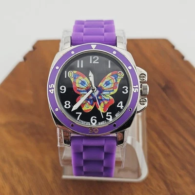 Reloj Sophie para mujer esfera mariposa banda púrpura brillante maximalista Fairycore TLC Foto 1 de 4